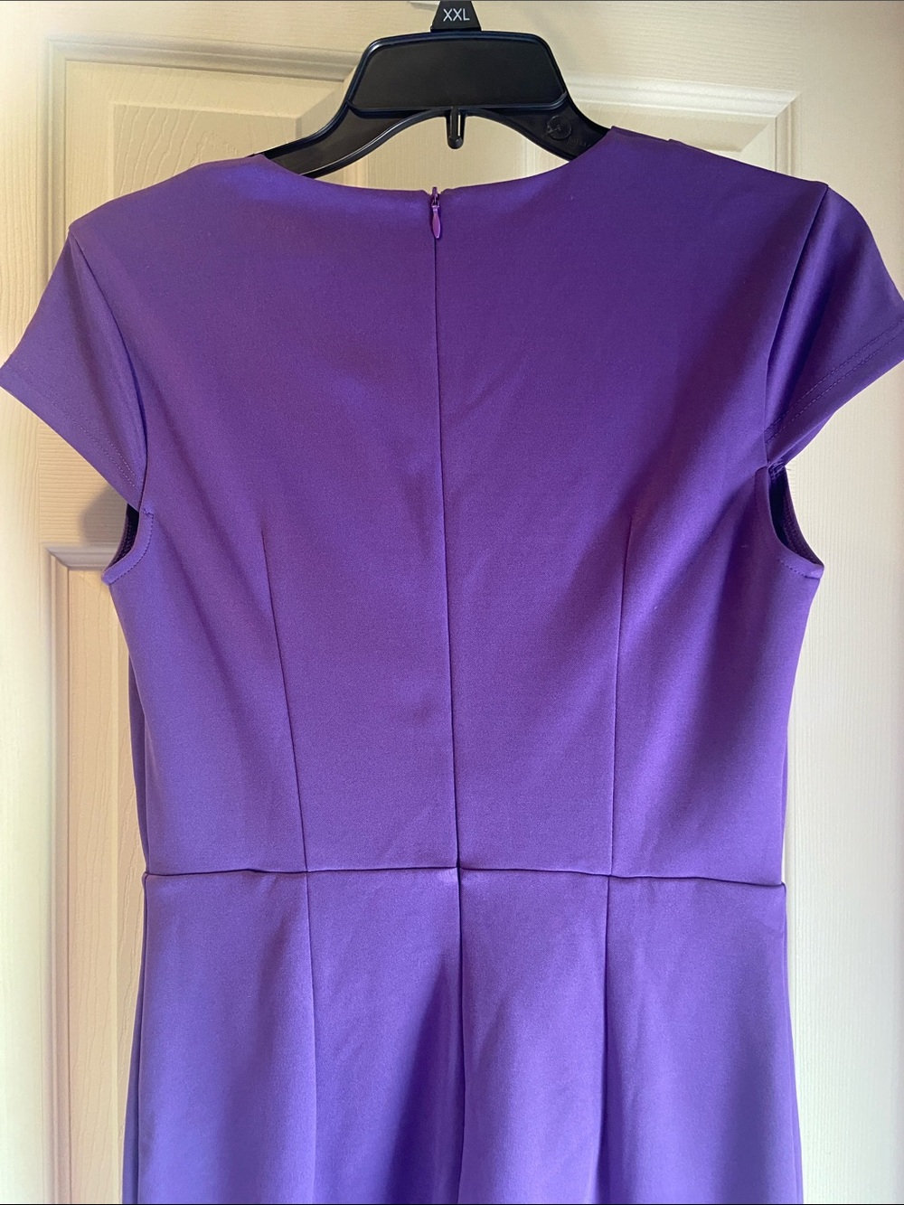 Grace Karin Purple V-Neck Cap-Sleeve Midi Sheath Dress - Picture 4 of 10